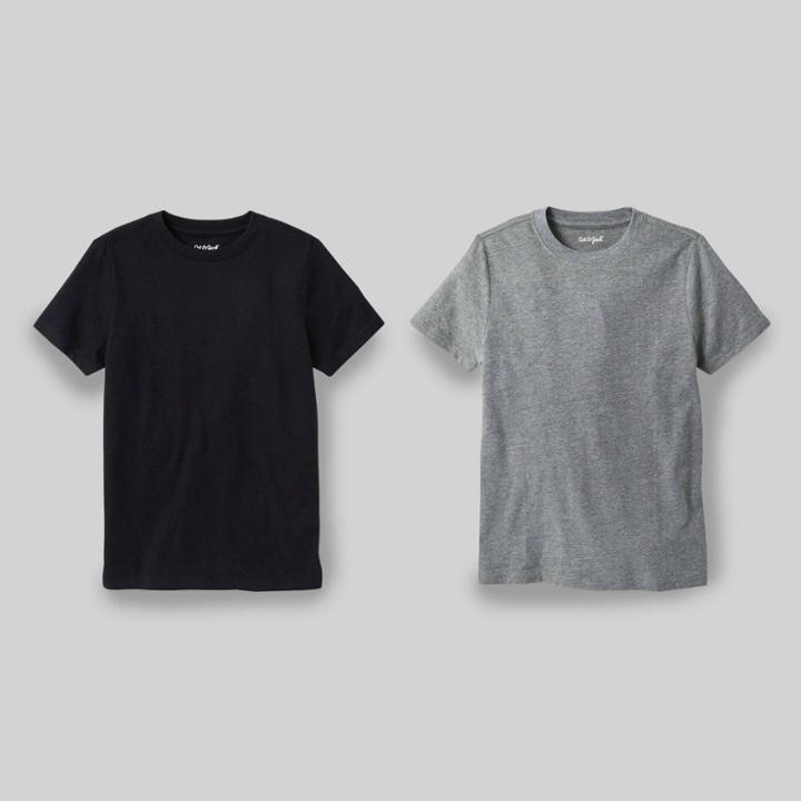 Plusboys' 2pk Short Sleeve T-shirt - Cat & Jack Black/gray