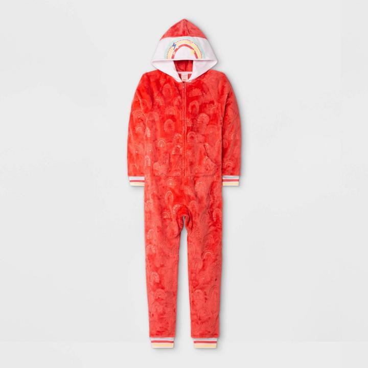 Girls' Hooded Blanket Sleeper Pajama Jumpsuit - Cat & Jack Red