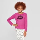 Girls' Faux Fur Hi Graphic Long Sleeve Top - Cat & Jack Red