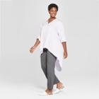 Women's Plus Size High-low No Gap Button-down Long Sleeve Top - Ava & Viv Purple X
