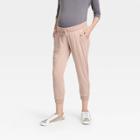 Rib-knit Cropped Match Back Maternity Jogger Pants - Isabel Maternity By Ingrid & Isabel Taupe