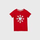 Girls' Short Sleeve Flip Sequin Snowflake T-shirt - Cat & Jack Red