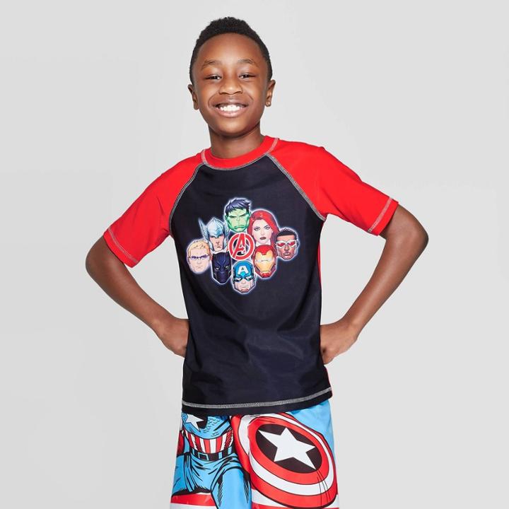 Boys' Avengers Rash Guard - Black/red