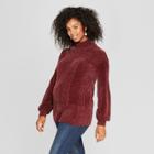 Maternity Chenille Cable Turtleneck - Isabel Maternity By Ingrid & Isabel Dark Red