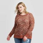 Women's Plus Size Crewneck Open Stitch Tunic Sweater - Universal Thread Brown 1x, Women's,