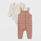 Grayson Collective Baby French Terry Button Bodysuit Set - Brown Newborn