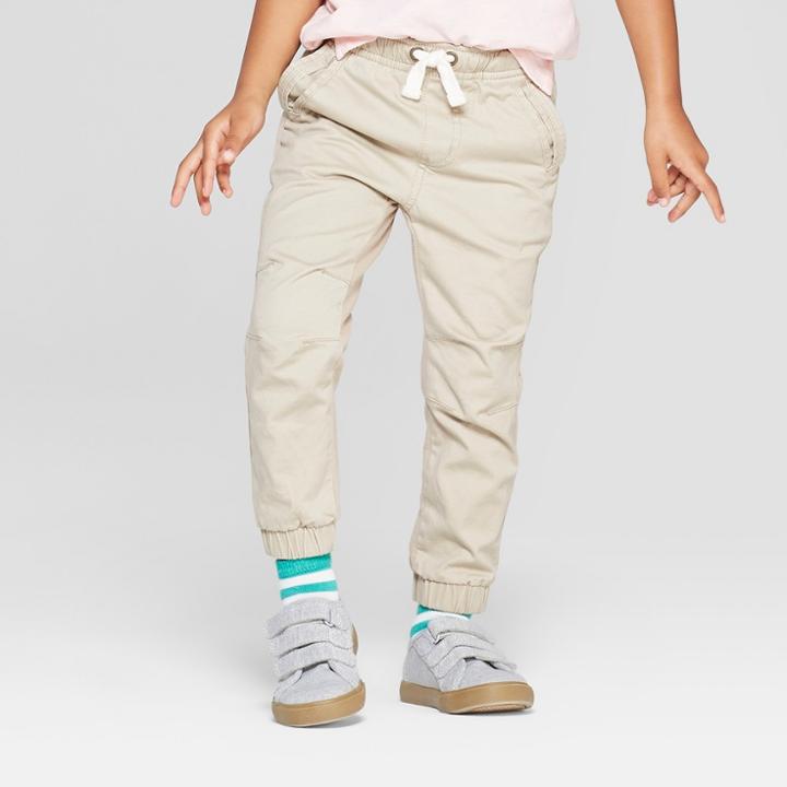 Toddler Boys' Stretch Twill Front Jogger Pants - Cat & Jack Khaki