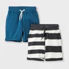 Toddler Boys' French Terry 2pk Roll-cuff Pull-on Shorts - Cat & Jack Charcoal/blue 12m, Boy's, Gray