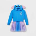 Girls' Disney Stitch Hooded Sweater Dress - Blue