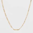 Gold Plated Figaro Bar Initial 'e' Chain Necklace - A New Day Gold