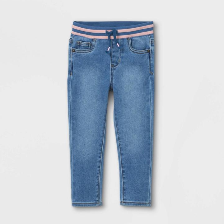 Toddler Girls' Cozy Lined Skinny Jeans - Cat & Jack Light Wash 12m,