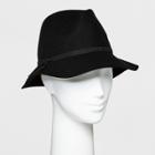 Women's Down Brim Faux Suede Fedora - A New Day Black