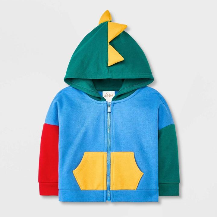 Baby Boys' Dino Colorblock Hoodie Jacket - Cat & Jack Newborn, Blue/green/red