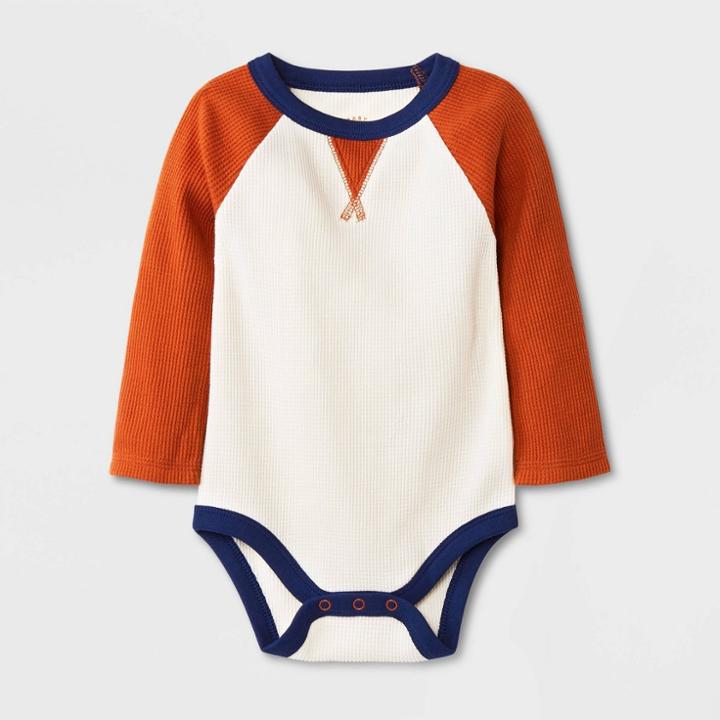 Baby Boys' Dorito Raglan Thermal Long Sleeve Bodysuit - Cat & Jack White/blue Newborn