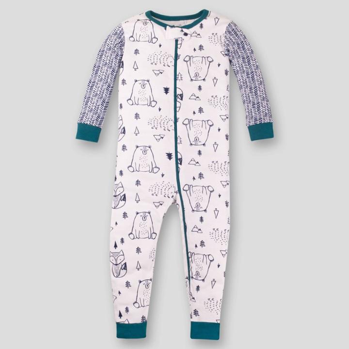 Lamaze Toddler Organic Cotton Woodland Footless Stretchy Snug Fit Pajama Romper - Off White