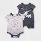 Baby Disney Dumbo 2pk Short Sleeve Rompers - Gray 18m, Infant Unisex