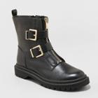 Women's Shiloh Double Buckle Combat Boots - Universal Thread Black