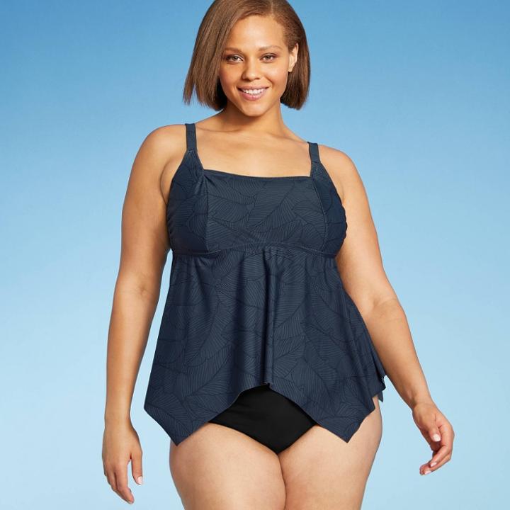 Kona Sol Women's Plus Size Bandeau Flyaway Tankini Top - Kona