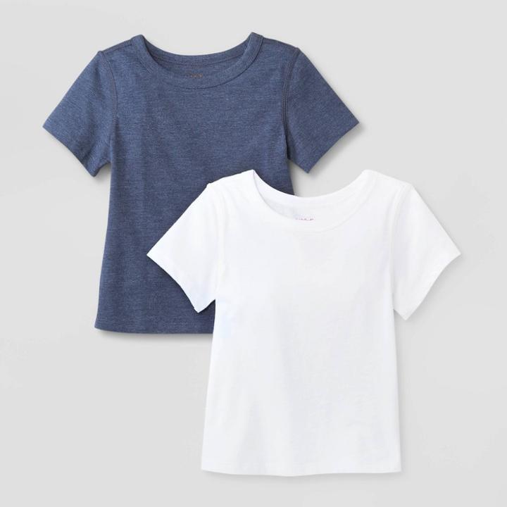 Toddler 2pk Adaptive Short Sleeve T-shirt - Cat & Jack White/navy