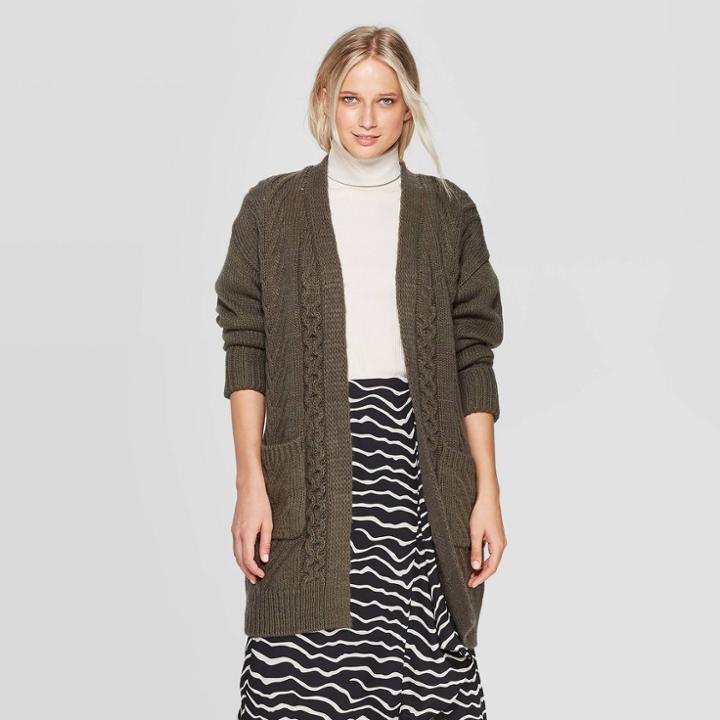 Women's Long Sleeve Cardigan - Who What Wear Green