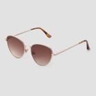 Women's Tortoise Shell Print Metal Cat Eye Sunglasses - Universal Thread Gold