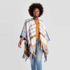 Women's Plaid Ruana Kimono Jacket - Universal Thread Cream One Size, Ivory