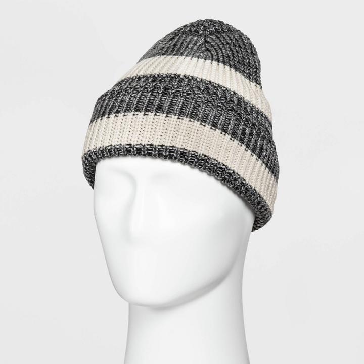 Men's Knit Beanie - Goodfellow & Co Cream/gray