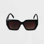 Women's Plastic Angular Square Sunglasses - A New Day Black