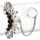 8or 8 Other Reasons Simulated Pearls And Glass Stone Handchain Bracelet - Silver, Night Black