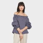 Women's Long Sleeve Off The Shoulder Top - A New Day Navy Blue