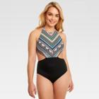 Beach Betty By Miracle Brands Women's Slimming Control Striped Monokini One Piece Swimsuit - Black S,