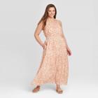 Women's Plus Size Floral Print Sleeveless Smocked Dress - Universal Thread Blush Pink 1x, Women's, Size: 1xl, Green