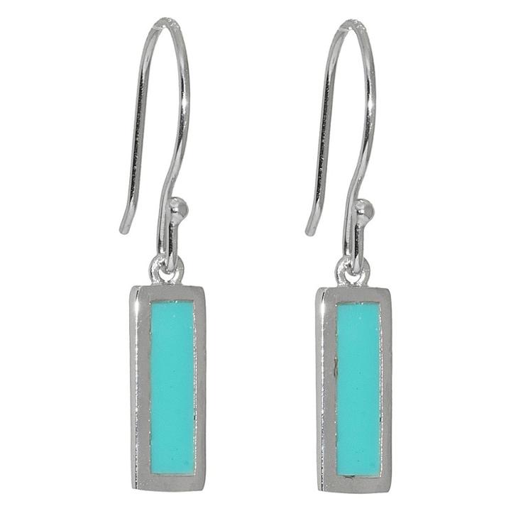 Target Sterling Silver Rectangular Drop Earrings - Turquoise/silver, Girl's, Turquoise/sterling