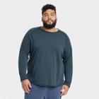 Men's Big & Tall Merino Wool Long Sleeve Athletic Top - All In Motion Heathered Dark Blue