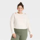 Women's Plus Size Long Sleeve Cropped Top - All In Motion Cream