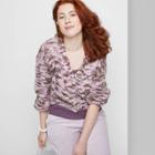 Women's Button-front Cropped Cardigan - Wild Fable Purple