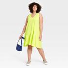 Women's Ruffle Sleeveless Hem Knit Dress - A New Day Light Green