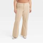 Women's Plus Size High-rise Slim Fit Retro Flare Pull-on Pants - A New Day Tan