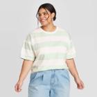 Women's Plus Size Striped Short Sleeve Boxy T-shirt - Universal Thread Mint 1x, Women's, Size: 1xl,