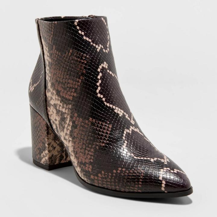 Women's Luella Snake Print Block Heeled Fashion Boots - A New Day