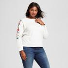 Women's Plus Size Embroidered Pullover - A New Day Heather Gray