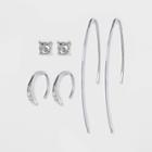 Threader, Ear Cuff, And Cubic Zirconia Stud Earring Set - A New Day