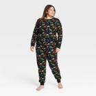 Women's Plus Size Halloween Dino Skeletons Matching Family Pajama Set - Hyde & Eek! Boutique Black