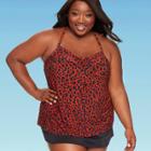 Women's Plus Size Slimming Control Cowl-neck Tankini Top - Dreamsuit By Miracle Brands 16w, Women's, Red