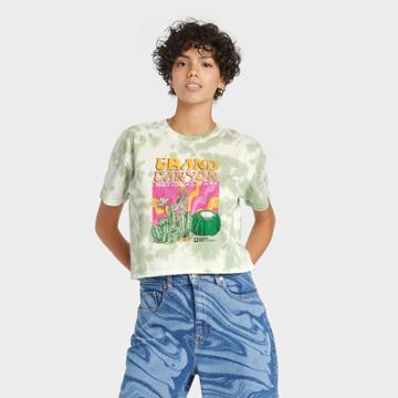 National Park Foundation Women's Grand Canyon Short Sleeve Cropped Graphic T-shirt - Green
