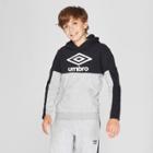 Umbro Boys' Fleece Pullover Hoodie - Light Grey Heather/ Black