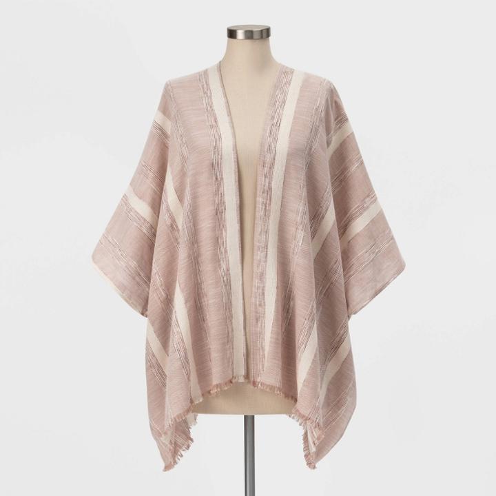 Women's Textured Striped Petite Kimono - Universal Thread Clay One Size, Women's, Orange