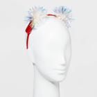 Charlotte Light Up Plastic With Iridescent Tinsel Poms Ears Headbands - Red