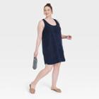 Women's Plus Size Terry Tank Dress - A New Day Navy Blue