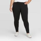 Women's Solid Ponte Leggings - A New Day Black M,